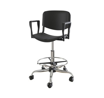 Кресло с сидением и спинкой из пластика  Каппа 1 Pl (стандарт) на хромированном каркасе с опорным кольцом для ног  