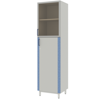Шкаф для документов с верхней стеклянной дверью в алюминиевой раме ЛАБ-PRO ШДА 50.50.193