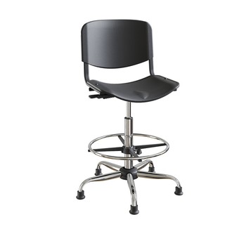 Кресло с сидением и спинкой из пластика  Каппа 1 Pl (высокое) на хромированном каркасе с опорным кольцом для ног 