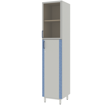 Шкаф для документов с верхней стеклянной дверью в алюминиевой раме ЛАБ-PRO ШДА 40.50.193