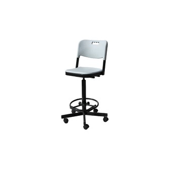 Кресло высокое на винтовой опоре с сиденьем и спинкой из пластика КР19(В)