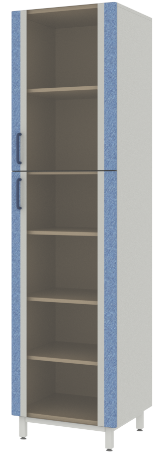 Шкаф для лабораторной посуды со стеклянными дверями в рамах из софтформинга "Серый-Джинс" ЛАБ-PRO ШП 50.50.193