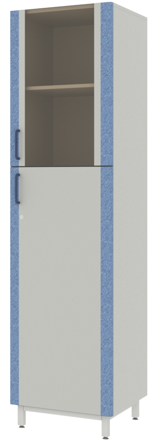 Шкаф для документов с верхней стеклянной дверью в раме из софтформинга "Серый-Джинс" ЛАБ-PRO ШД 50.50.193