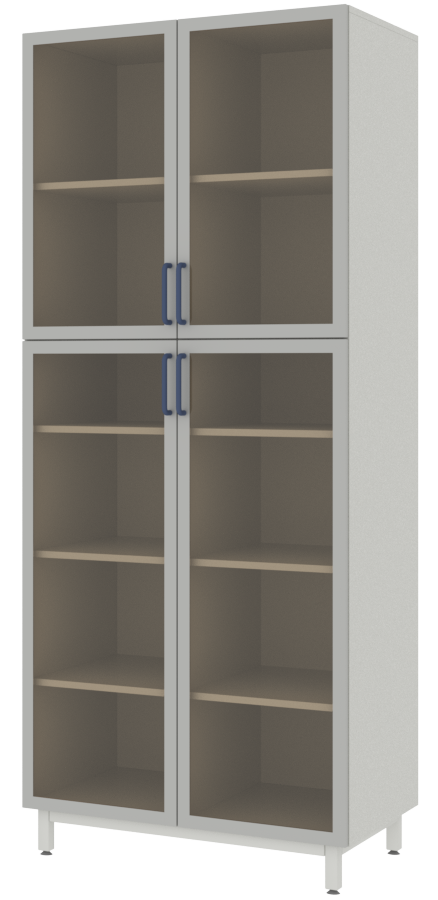 Шкаф для лабораторной посуды со стеклянными дверями в алюминиевых рамах ЛАБ-PRO ШПА 80.50.193