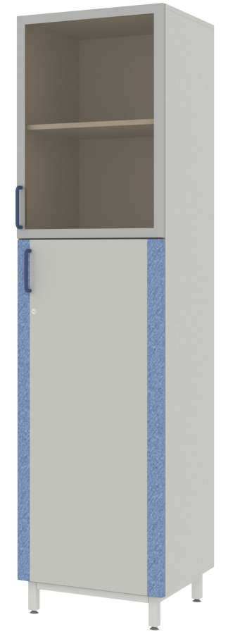 Шкаф для документов с верхней стеклянной дверью в алюминиевой раме ЛАБ-PRO ШДА 50.50.193