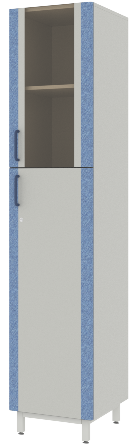 Шкаф для документов с верхней стеклянной дверью в раме из софтформинга "Серый-Джинс" ЛАБ-PRO ШД 40.50.193