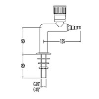 13010_2 Кран лабораторный д/технического газа (N2) Г-образный д/установки в столешницу