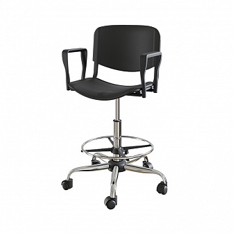 Кресло с сидением и спинкой из пластика  Каппа 1 Pl (стандарт) на хромированном каркасе с опорным кольцом для ног  