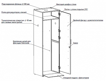 Шкаф для баллонов (корпус - металл) ЛАБ-PRO ШМБ 60.50.193_0
