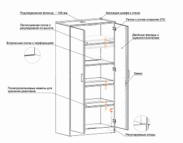 Шкаф для хранения реактивов (корпус - металл) ЛАБ-PRO ШМР 90.50.193_0